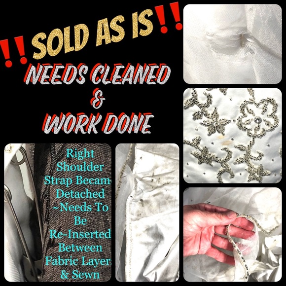 Plus Size Spaghetti Strap Sequence Ball Gown Wedding Dress - Picture 9 of 9